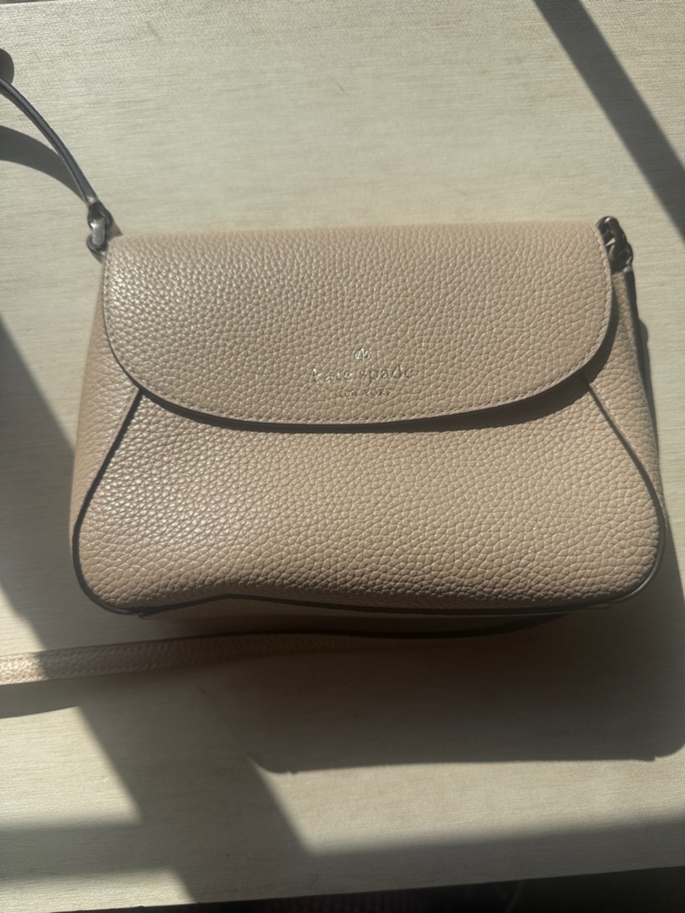 kate spade Pebbled Leather Crossbody in Taupe
